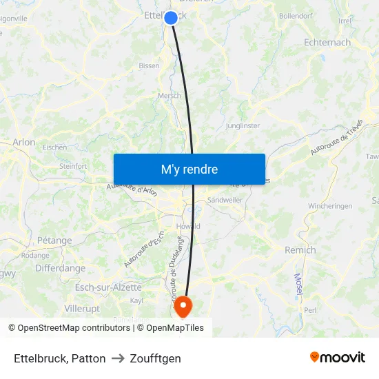 Ettelbruck, Patton to Zoufftgen map