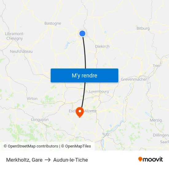 Merkholtz, Gare to Audun-le-Tiche map