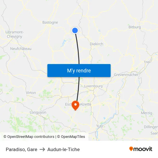 Paradiso, Gare to Audun-le-Tiche map