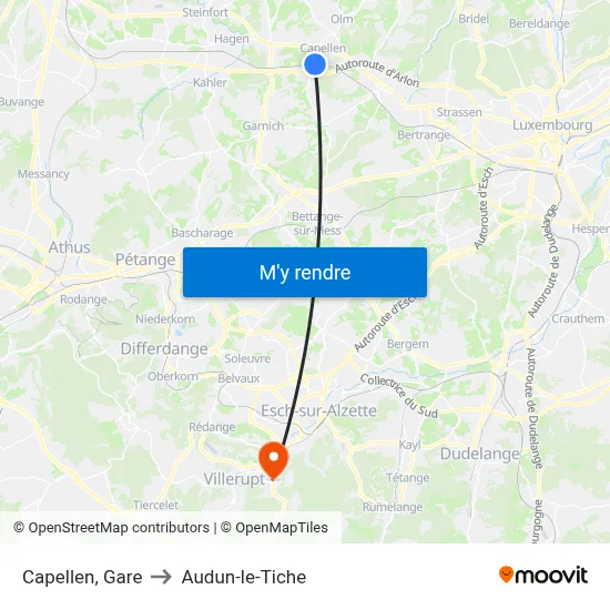 Capellen, Gare to Audun-le-Tiche map