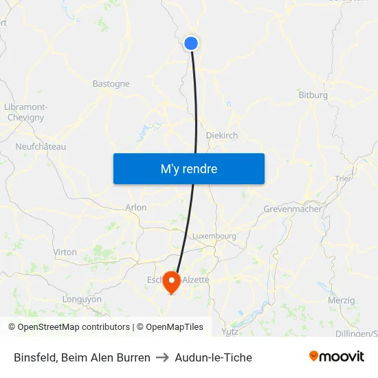 Binsfeld, Beim Alen Burren to Audun-le-Tiche map