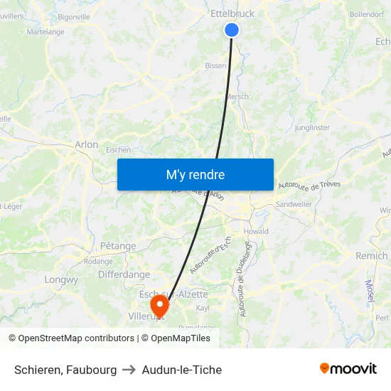 Schieren, Faubourg to Audun-le-Tiche map