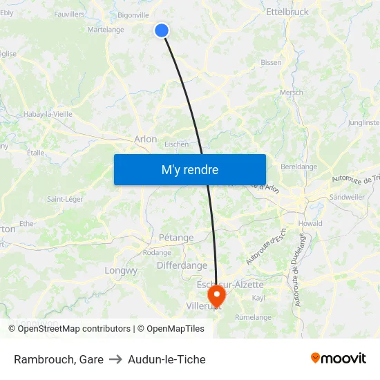 Rambrouch, Gare to Audun-le-Tiche map