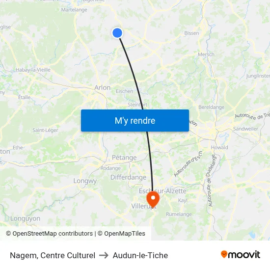 Nagem, Centre Culturel to Audun-le-Tiche map