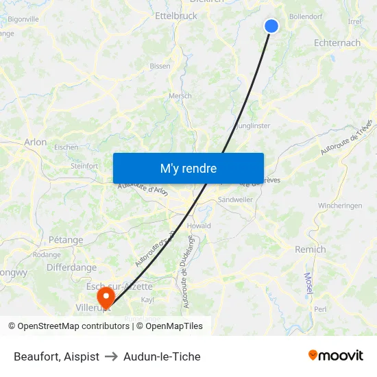 Beaufort, Aispist to Audun-le-Tiche map