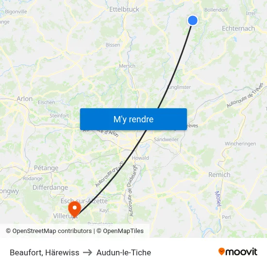 Beaufort, Härewiss to Audun-le-Tiche map