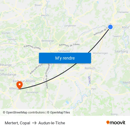 Mertert, Copal to Audun-le-Tiche map