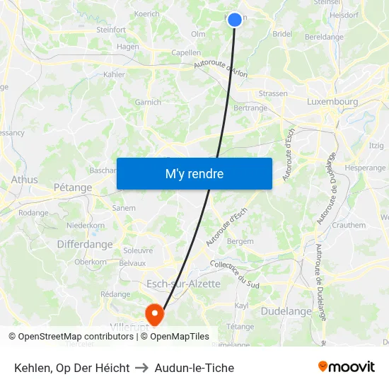 Kehlen, Op Der Héicht to Audun-le-Tiche map