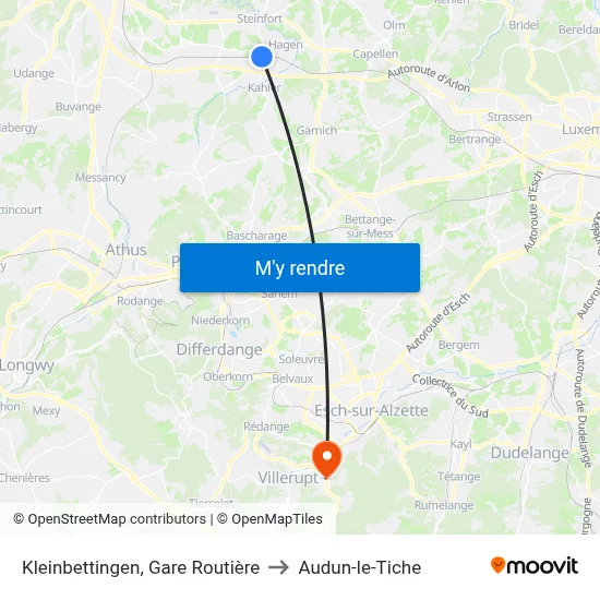 Kleinbettingen, Gare Routière to Audun-le-Tiche map