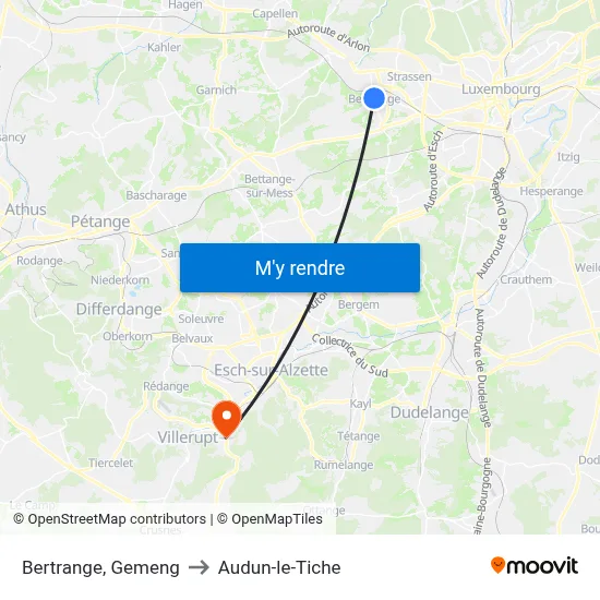 Bertrange, Gemeng to Audun-le-Tiche map