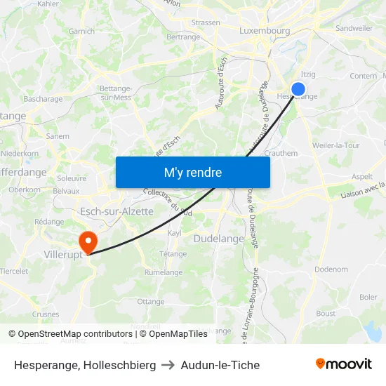 Hesperange, Holleschbierg to Audun-le-Tiche map