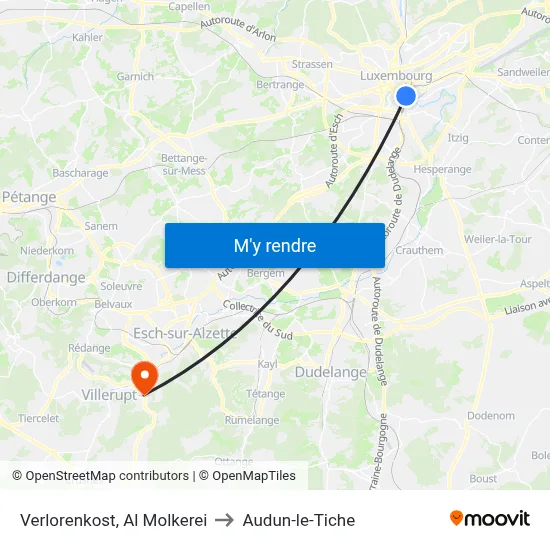 Verlorenkost, Al Molkerei to Audun-le-Tiche map