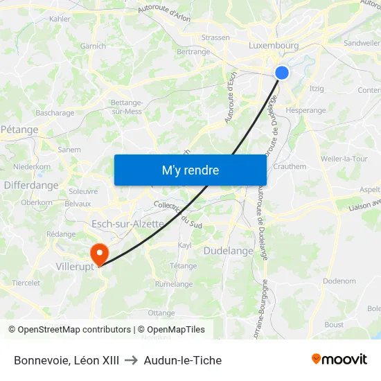 Bonnevoie, Léon XIII to Audun-le-Tiche map