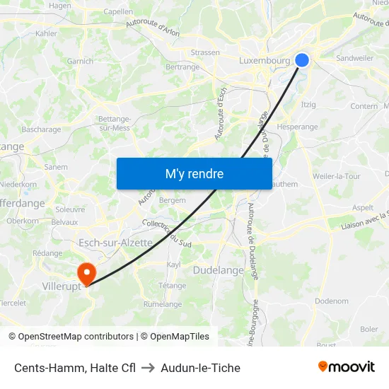 Cents-Hamm, Halte Cfl to Audun-le-Tiche map