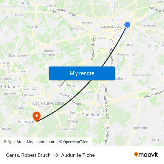 Cents, Robert Bruch to Audun-le-Tiche map