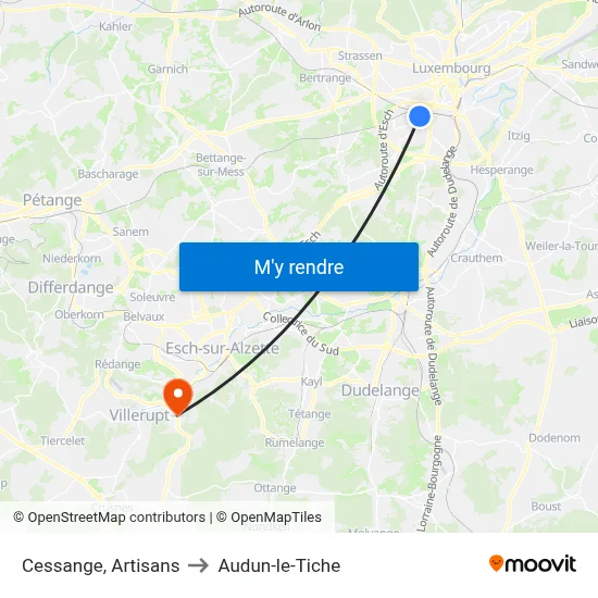 Cessange, Artisans to Audun-le-Tiche map