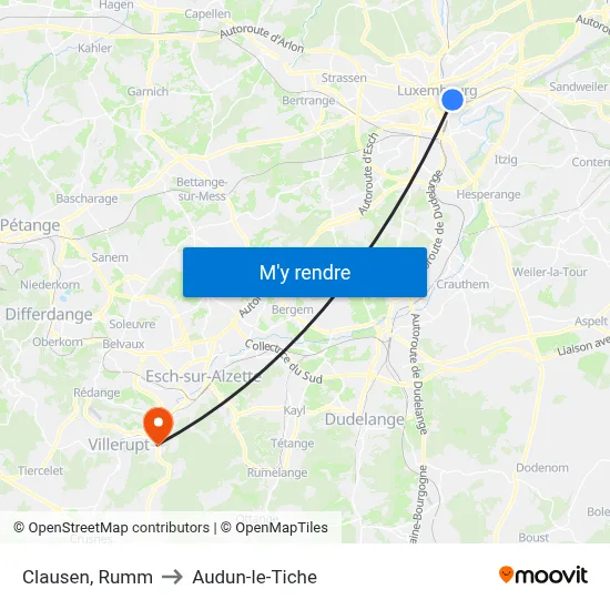 Clausen, Rumm to Audun-le-Tiche map