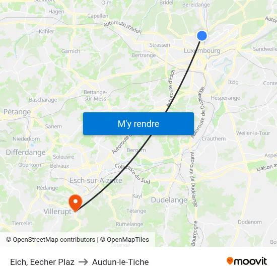 Eich, Eecher Plaz to Audun-le-Tiche map
