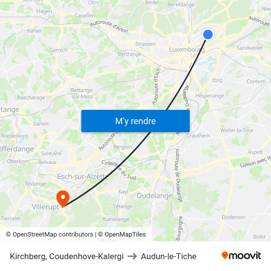 Kirchberg, Coudenhove-Kalergi to Audun-le-Tiche map