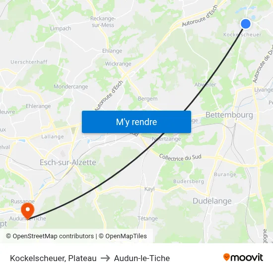 Kockelscheuer, Plateau to Audun-le-Tiche map