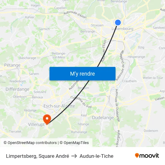 Limpertsberg, Square André to Audun-le-Tiche map