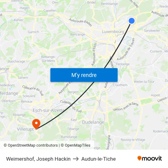 Weimershof, Joseph Hackin to Audun-le-Tiche map