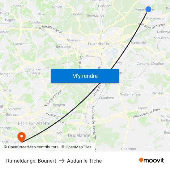 Rameldange, Bounert to Audun-le-Tiche map