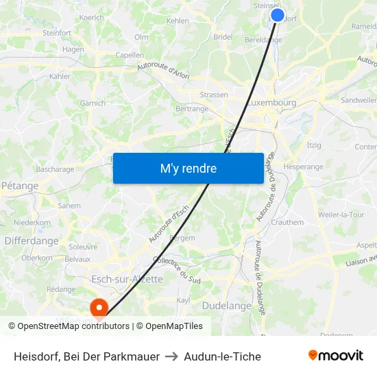 Heisdorf, Bei Der Parkmauer to Audun-le-Tiche map