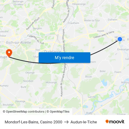 Mondorf-Les-Bains, Casino 2000 to Audun-le-Tiche map