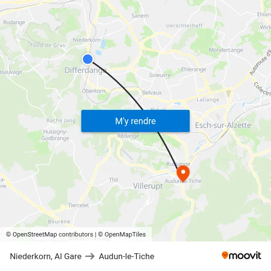 Niederkorn, Al Gare to Audun-le-Tiche map