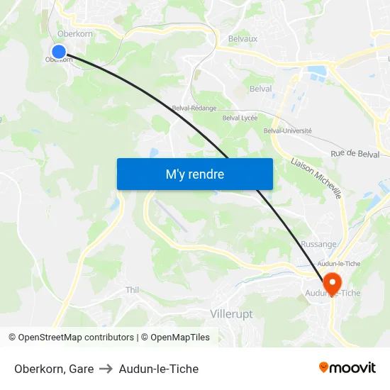 Oberkorn, Gare to Audun-le-Tiche map