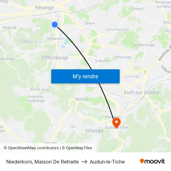 Niederkorn, Maison De Retraite to Audun-le-Tiche map