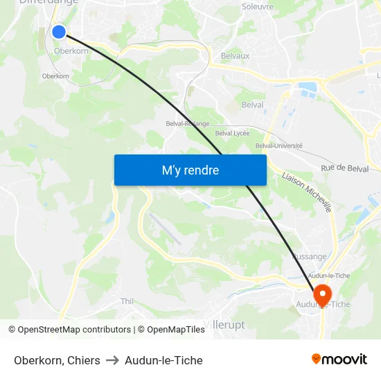 Oberkorn, Chiers to Audun-le-Tiche map