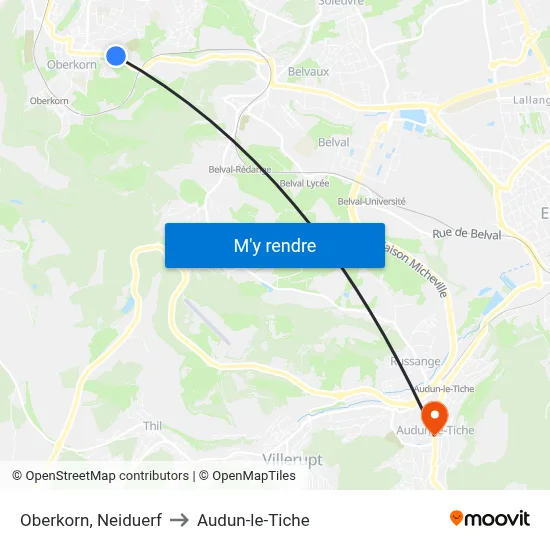 Oberkorn, Neiduerf to Audun-le-Tiche map