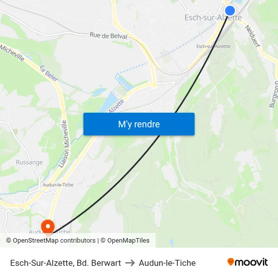 Esch-Sur-Alzette, Bd. Berwart to Audun-le-Tiche map