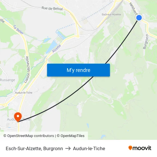 Esch-Sur-Alzette, Burgronn to Audun-le-Tiche map