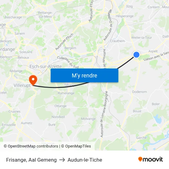 Frisange, Aal Gemeng to Audun-le-Tiche map
