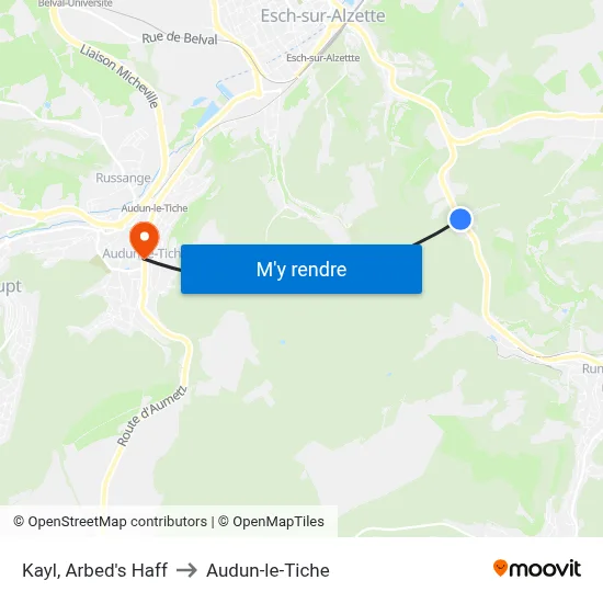 Kayl, Arbed's Haff to Audun-le-Tiche map