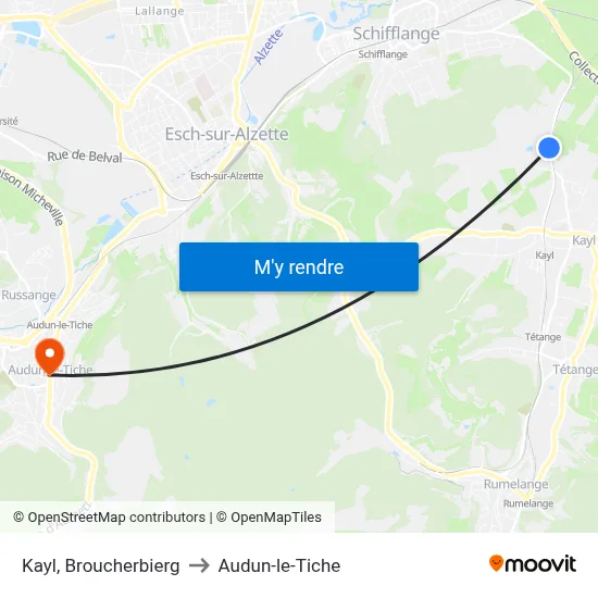 Kayl, Broucherbierg to Audun-le-Tiche map