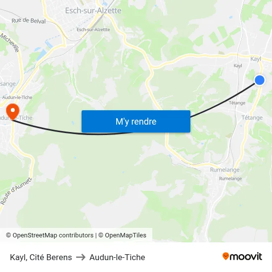 Kayl, Cité Berens to Audun-le-Tiche map