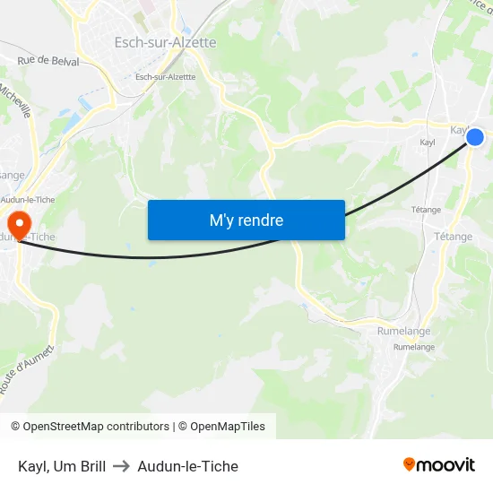 Kayl, Um Brill to Audun-le-Tiche map