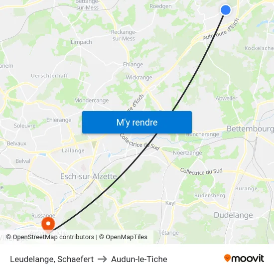 Leudelange, Schaefert to Audun-le-Tiche map