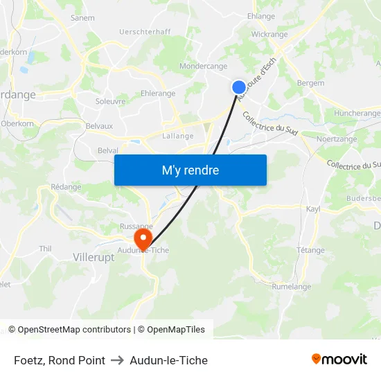 Foetz, Rond Point to Audun-le-Tiche map