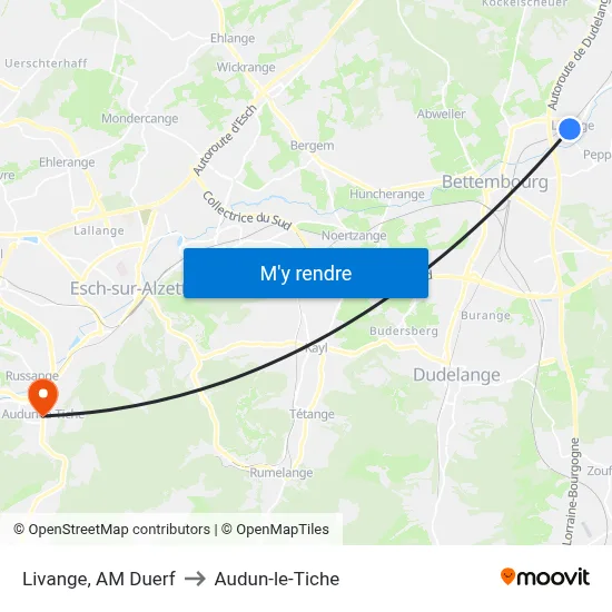 Livange, AM Duerf to Audun-le-Tiche map