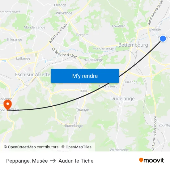 Peppange, Musée to Audun-le-Tiche map