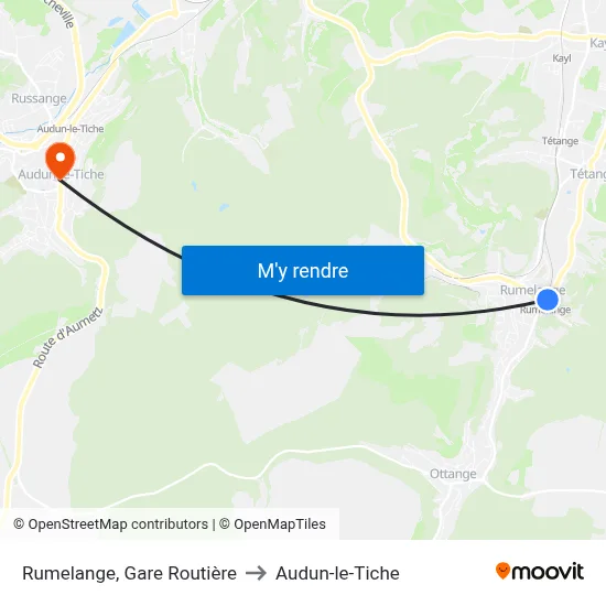 Rumelange, Gare Routière to Audun-le-Tiche map