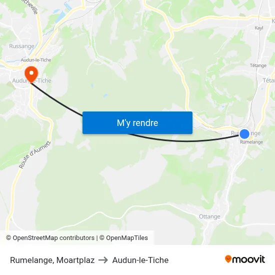 Rumelange, Moartplaz to Audun-le-Tiche map