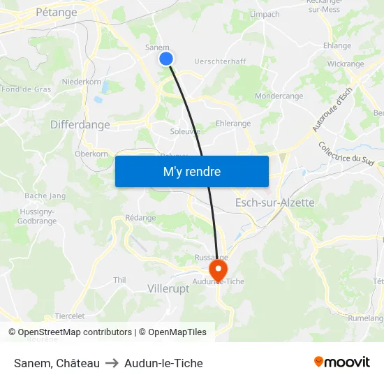 Sanem, Château to Audun-le-Tiche map