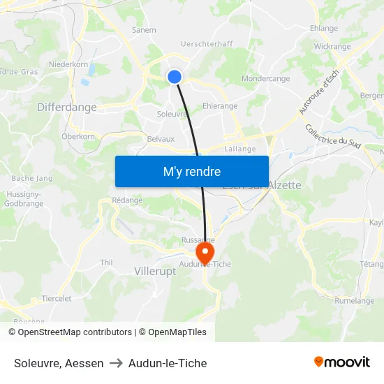 Soleuvre, Aessen to Audun-le-Tiche map