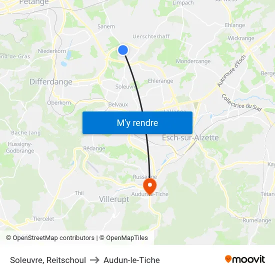Soleuvre, Reitschoul to Audun-le-Tiche map